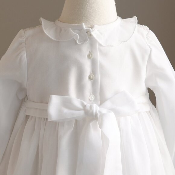 White Smocked Dress Long Sleeve Bullion Roses Sarah Louise England Boutique NWT - Picture 5 of 5